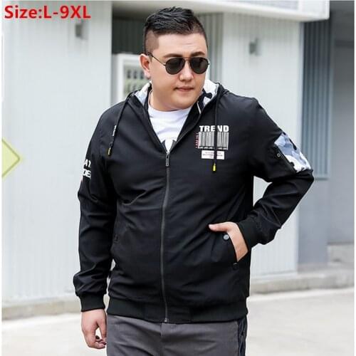Autumn Jacket Men Clothing Bomber Cargo Black Loose Hoodie Plus Size 6XL 7XL 8XL 9XL Camo Oversized Coat Windbreaker Clothes