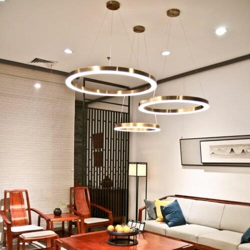 Rose Gold stair chandelier Lighting For Stairwell Living room Hotel Round Ring Chandelier Lamp stainless steel Chandelier Hangin