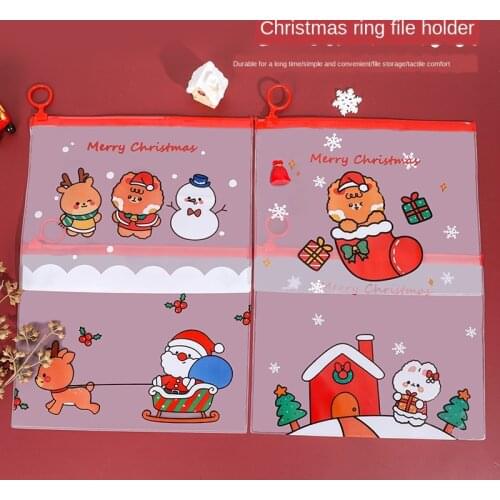 Merry Christmas A5 Transparent PVC Document Bag File Folder Stationery Organizer Student Gifts