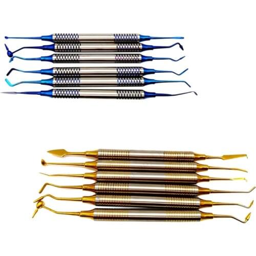 6Pcs Composite Resin Filling Spatula Titanium Plated Head Resin Filler Set Thick Handle Restoration Set Instrument