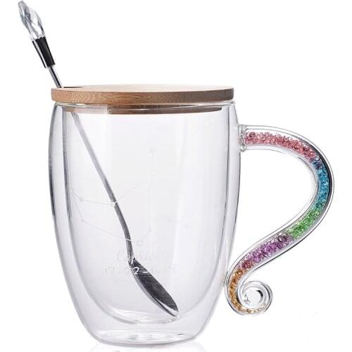 Special handgrip Glass Mug Creative Transparent Mugs Milk Tea Coffee Juice Water Cup Home Office Drinkware Lovers Gifts 1PC