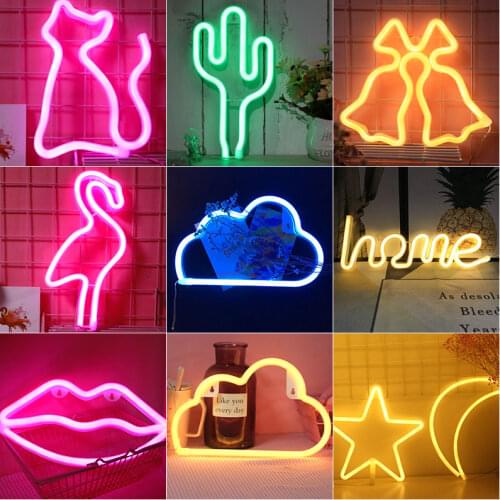 INS Style Lovely LED Wall Lamp Flamingo Cat Lip Star Cloud Night Light For Room Decor Wedding Bithday Bachelorette Party Gift
