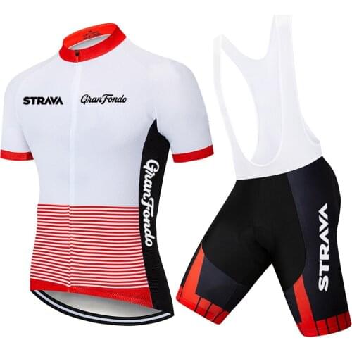 TEAM STRAVA Short Sleeve Cycling Jersey 20D Pad Pants Suit Mens Summer Pro BICYCLING Shirts Maillot Culotte Wear 2021 Sportswear