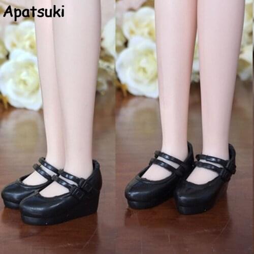Black Wedge Heel Shoes For Blythe Dolls 1/6 High Heel Shoes For Licca Doll Mini Shoes For 1/6 BJD Doll Accessories