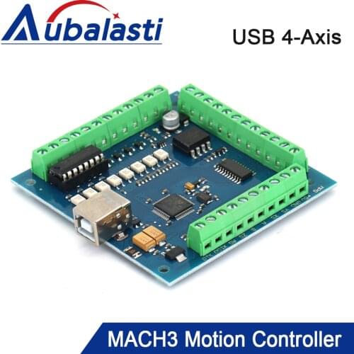 Aubalasti CNC USB MACH3 Breakout Board 100Khz 4-Axis Interface Driver Motion Controller Driver Board for CNC Engraving 12-24V