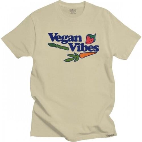 Vegan Vibes T Shirt Men Pre-shrunk Cotton Strawberry Plants Tee Tops Round Neck Short Sleeve Graphic T-shirt Gift Clothing