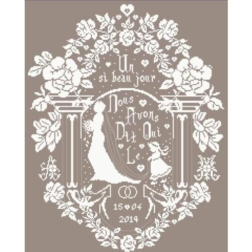 Bride cross stitch wedding beauty woman design package 14ct light coffee cloth cotton thread embroidery DIY handmade needlework