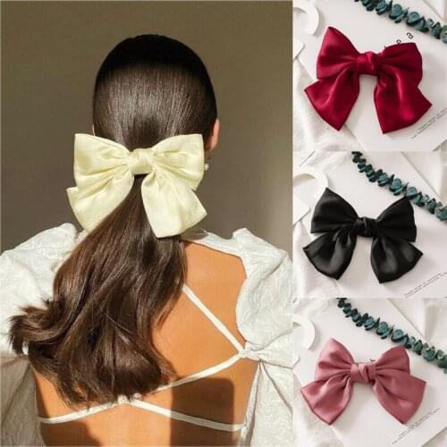 Woman Bowknot Hairpins Big Bow France Hair Clips Solid Hairgrip Girls Barrette Fashion Hair Accessories Hairband Ornaments