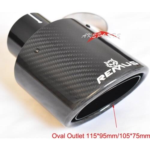 105*75mm Tailpipe Outlet Car styling Oval Carbon Fiber Glossy Black Exhaust Pipe Universal Muffler Tip For Reiz Toyoto