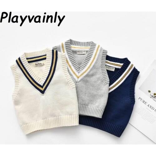 2020 Autumn Girl Boy Vest Toddler Baby Sweater Knitting Fashion V-Neck Sweater Kids Coat Toddler Clothes WL005
