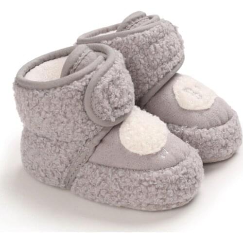 2020 Baby Winter Warm First Walkers Cotton Baby Shoes Love Pattern Decoration Velvet Soft Sole Indoor Shoes For 0-18M1