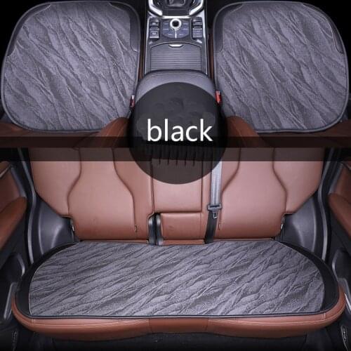 3pcs car seat cover linen fabric + leather car seat cushion breathable protective pad automotive supplies universal size
