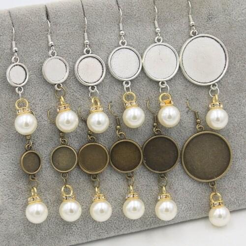 6PCS 10-25mm Two Color Cabochon Earring Base Setting Blank Gold Imitation Pearl Steel Hooks DIY Accessories For Jewelry Making