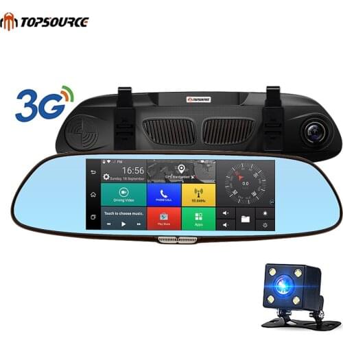TOPSOURCE Car DVR Android 3G Bluetooth Dual Lens Rearview Mirror Video Recorder 7" HD 1080P Automobile Camera DVR Mirror RAM 1GB