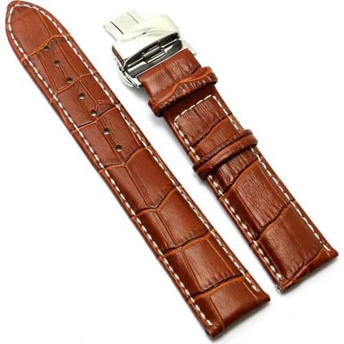 Vintage Leather Coffee Color Watch Band Mens 7 Holes Watches Accessories High Quality Universal Business Wristwatch Strap