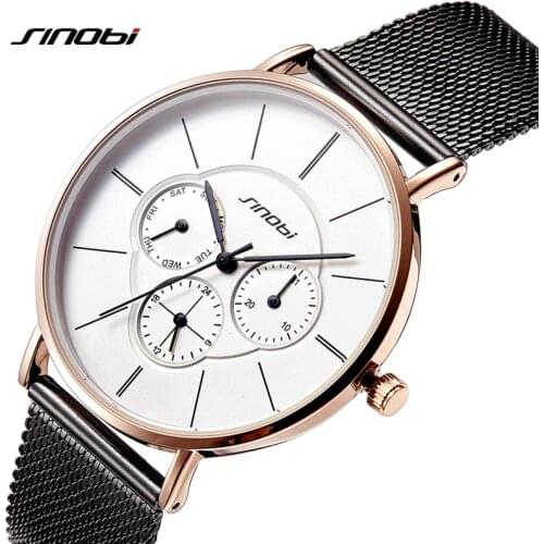 Relogio Masculino SINOBI Original Business Fashion Mens Wristwatches Casul Calender Man Quartz Watches Stainless Steel Watch