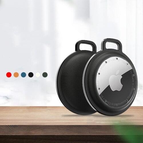 For Apple Airtags Tracking Locator All-inclusive Soft Silicone Protective Cover Device Keychain Leather Anti-fall Protect Case