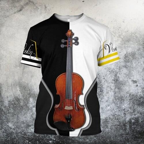 Violin music T-shirt For Men Premium Musical 3D All Over Printed Unisex Shirts Fun Music Symbol Summer Cool Top Streetwear Tees