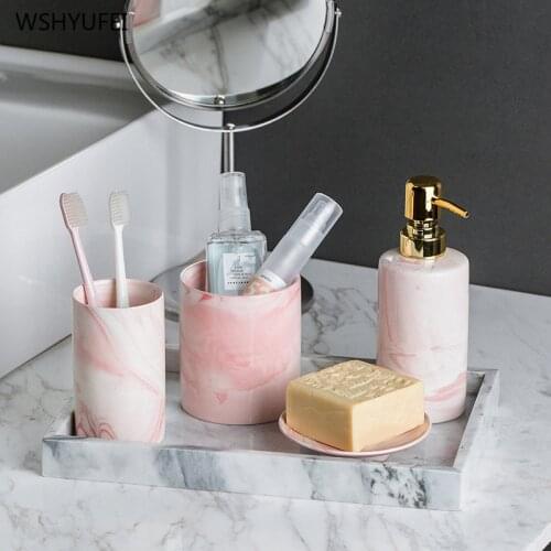 Ceramic Bathroom Accessories Mouthwash Cup Toothbrush Holder Soap Dish Set Washing Tools Storage Jar With Handle Toilet Brush