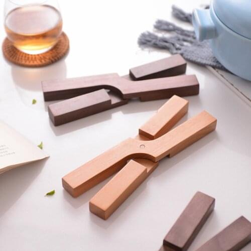 Japan Style Creative Solid Wood Pan X - type Placemat Folding Coasters Pot/Bowl Mat KitchenTableware Table Mat