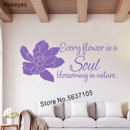 Makeyes Every Flower Is Soul Blossoming Wall Decal Livingroom Wall Stickers Home Flower Modern Decor Quotes Vinyl Wallpaper Q547