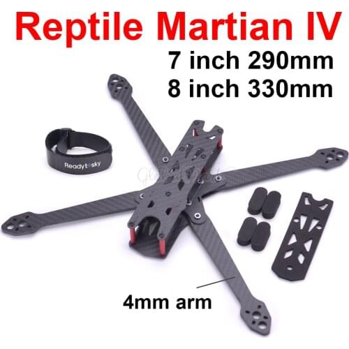Reptile Martian IV 7 Inch 290mm / 8 inch 330mm Wheelbase 4mm Arm Carbon Fiber Frame Kit For RC Racing Drone FPV Model Spare Part