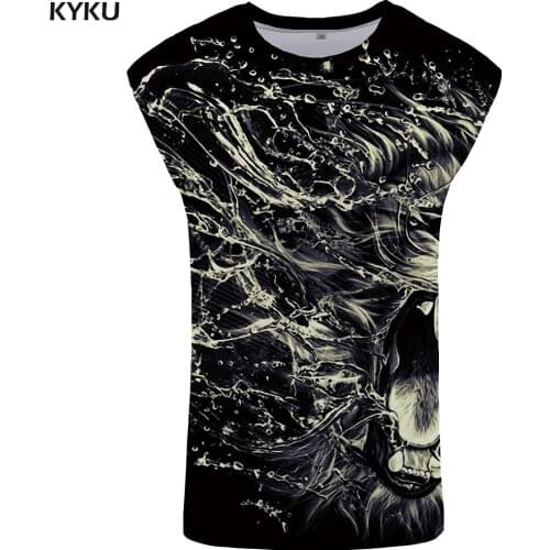 KYKU Brand Lion Tank Top Men Water Undershirt Punk Mens Bodybuilding Rock Singlet Stringer Vest Sleeveless Shirt Man Clothes