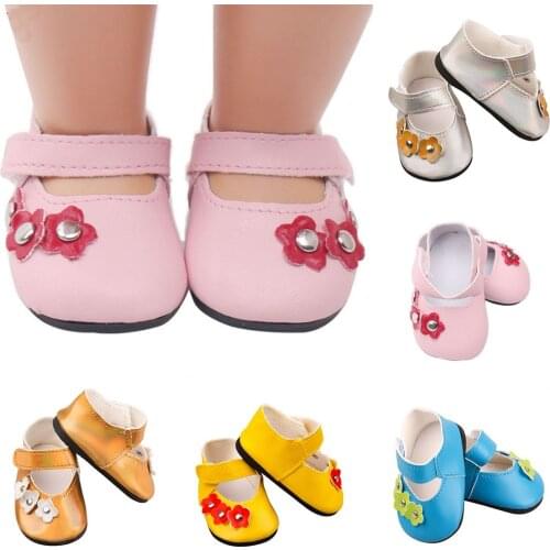 Cute Doll Accessories Shoes 7cm High-quality Mini Toy Shoes with Flower for 18 inch Girl Dolls Fashions Shoes for 43cm Baby Doll