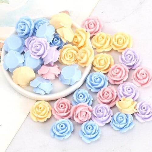 New 24pcs 14mm Camellia Rose Flatback Resin Cabochon DIY Jewelry Wedding Appliques Craft Scrapbook Home Decoration Accessories