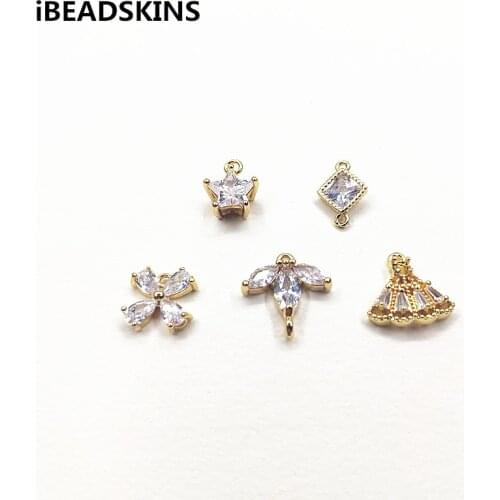 New arrival! Copper with Cubic Zirconia 50pcs charm/Connectors for earrings accessories,Earring parts,jewelry making DIY