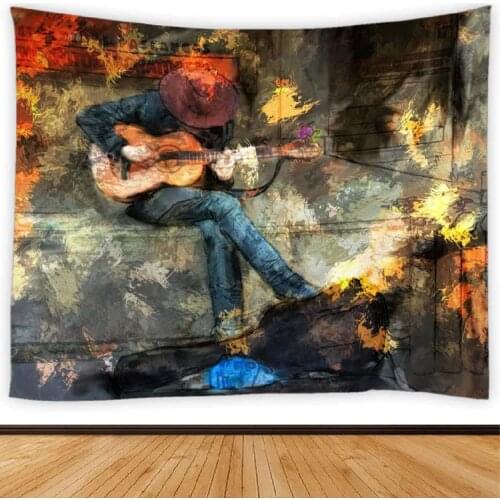 New Trends Music Art tapestry wall blanket background cloth Street singer guitar notes Bedroom decoration