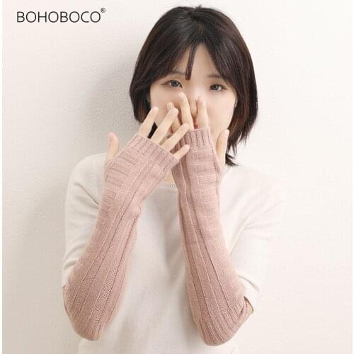 Fashion Winter Gloves Female Women Cashmere Warm Hand Wrist Warmer Mittens Cashmere Knitted Half Finger Gloves