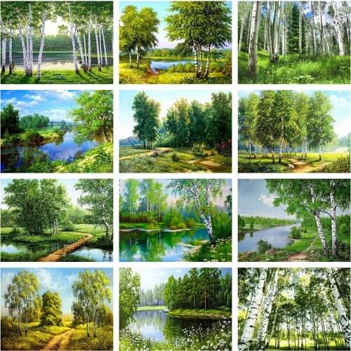 Full Round Diamond Embroidery Sale Landscape Cross Stitch Mosaic Tree 5D DIY Full Square Diamond Painting Kit Needlework Crafts