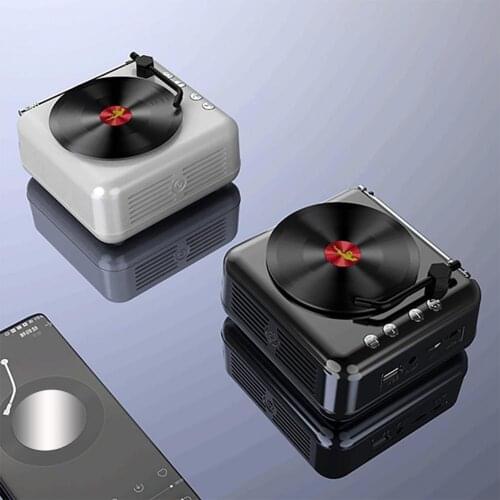 Portable Wireless Bluetooth Speaker Nostalgic Stereo Loudspeaker Retro USB Charging Music Outdoor Home Record Player Gift