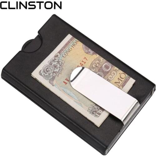 Simple Pull UP Credit ID Leather Card Holder Fashion Money Dollar Clip Thin Mini Alloy Wallet Purse Cardholders for Men Women