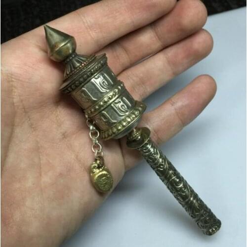 Rare Buddhist bronze sculpture tube turning round hand pure copper Nepalese hand style
