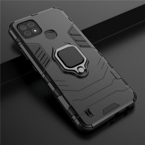 Luxury Armor Shockproof Kickstand Case For OPPO Realme C20 C21 C17 C15 C12 C11 C3 Magnetic Metal Finger Ring Holder Phone Cover