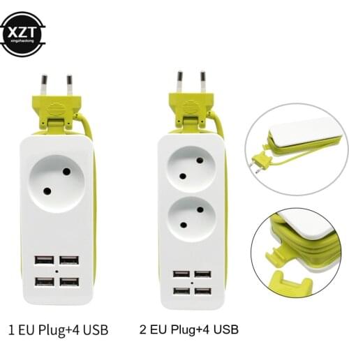 EU Plug Power Strip Socket Splitter Wall Multiple Socket Portable 4 USB Port HUB for Mobile Phone Tablet 1200W 250V,1.5m Cable