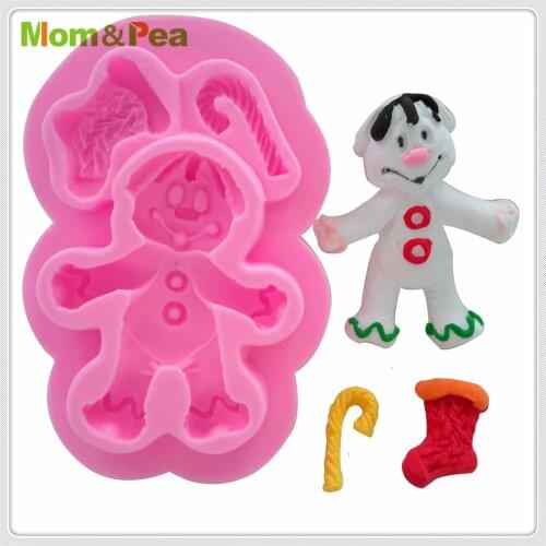 Mom&Pea MPA1826 The Gingerbread Man Shaped Silicone Mold Cake Decoration Fondant Cake 3D Mold Food Grade