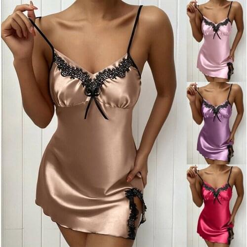 Sexy Lingerie Dress Babydoll Set Lace Nightwear Silks Braces Skirt Halter Erotic Ladies Underwear Sleepwear Silks Braces Dress