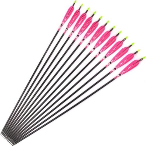6/12/24 Pcs 80cm Mix Carbon Arrow Diameter 8.1mm Pink Turkey Feathers For Compound Bow Archery Hunting Shooting