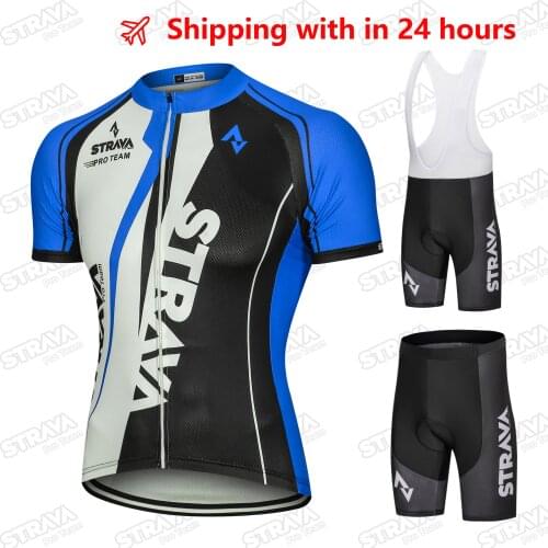 STRAVA pro team Cycling Jersey Men Set Bib Shorts Set 2021 Summer Mountain Bike Bicycle Suit Bicycle Racing Uniform Clothes