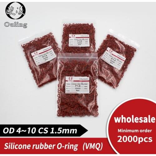 Wholesale Red Silicon 2000PCS/lot 1.5mm Thickness O-ring Food grade Silicone/VMQ OD4/5/6/7/8/9/10mm O Ring Seal Rubber Gasket