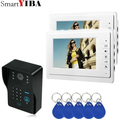 SmartYIBA Video Intercom 2*7"Inch Monitor Color Video Door Phone Doorbell Intercom IR Camera Password RFID Access Control System