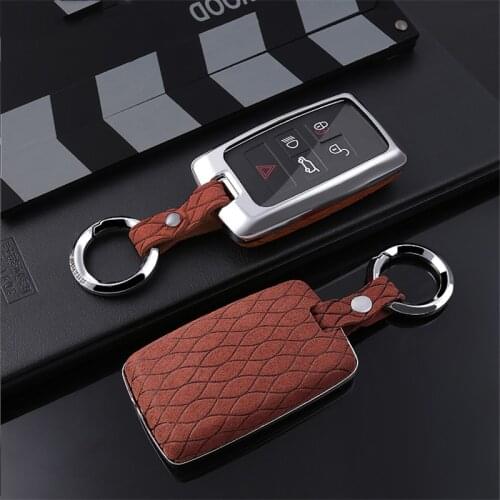 Suede Leather Car Key Case Cover For Land Rover A9 Range Rover Sport 4 Evoque Freelander 2 Discovery Jaguar XE XJ XJL XF C-X16