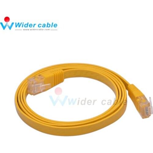 Yellow PVC 1.5mm Thickness 30AWG Flat CAT5E Ethernet Lan Cable 1m Cat 5e Cable Drop Shipping