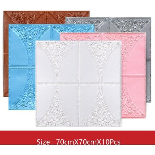 10Pcs 3D Self-adhesive Wallpaper TV Background Wall Decoration Wall Stickers Bedroom Ceiling Waterproof Stickers