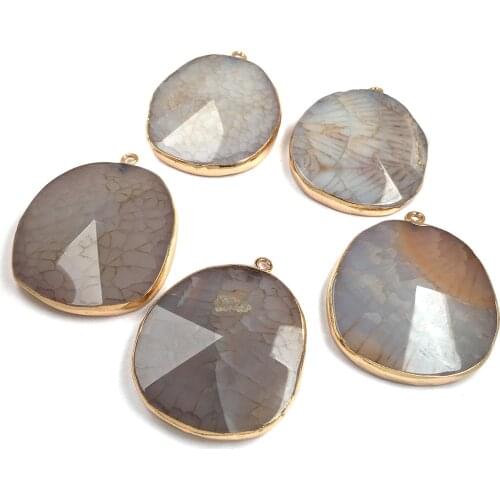 2020 Natural Stone Necklace Pendants about Around Shape Natural Stone Agates Pendants for Jewelry Making Cabochon