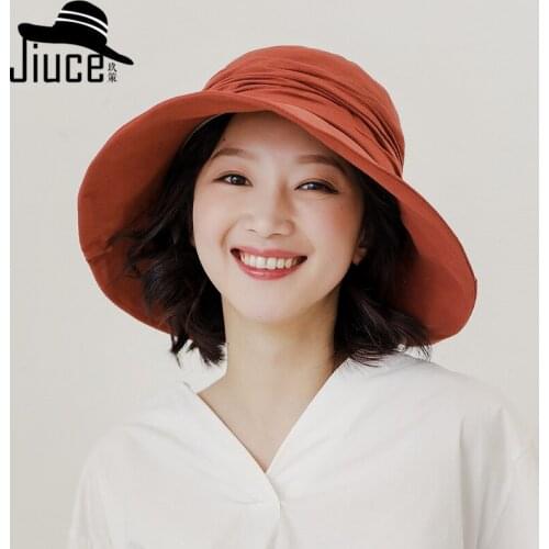 2021 Fashion Womens Summer Sun Hat Cotton Linen Foldable Beach Hat Fashion Patchwork Bucket Hat