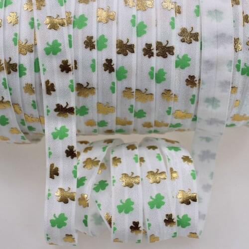 5/8"gold foil & ink print FOE 50yards/lot St.Patricks Day for hair ties decorative accessaries